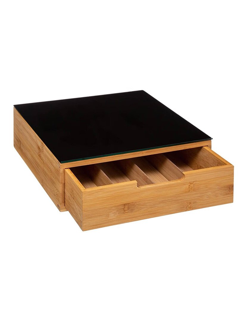 Porta-cápsulas em bambu 30x30x10cm