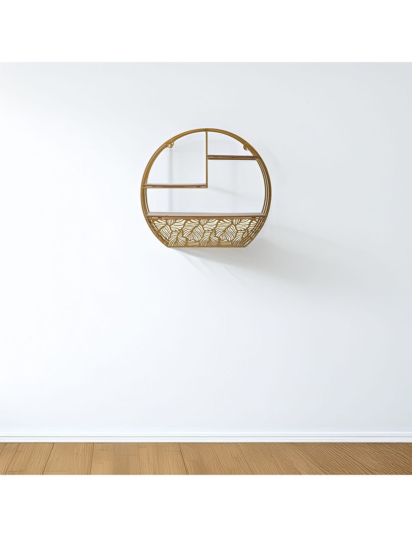 Prateleira de parede redonda em madeira