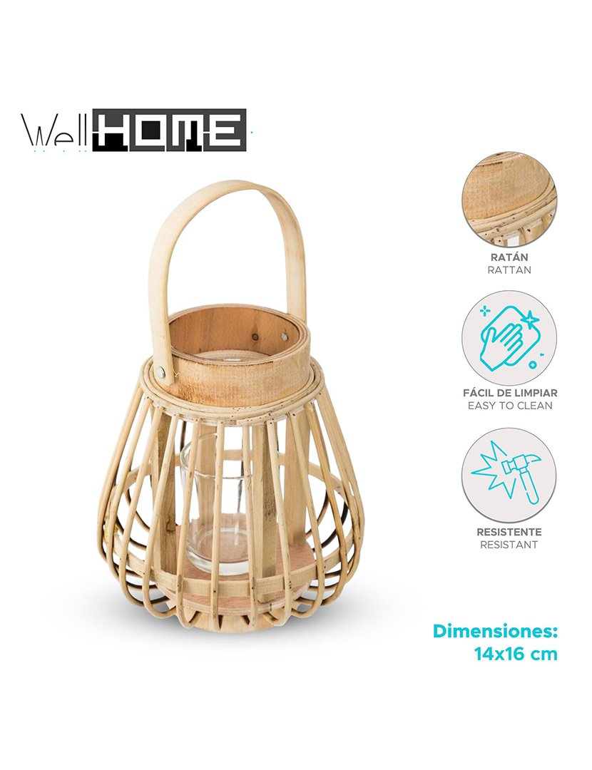 Farol "Rania" de ratão 14x16cm