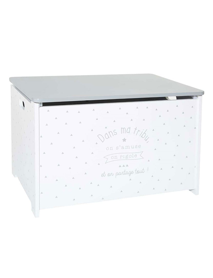 Baú de brinquedos infantil branco e cinza 58x37.5x38cm