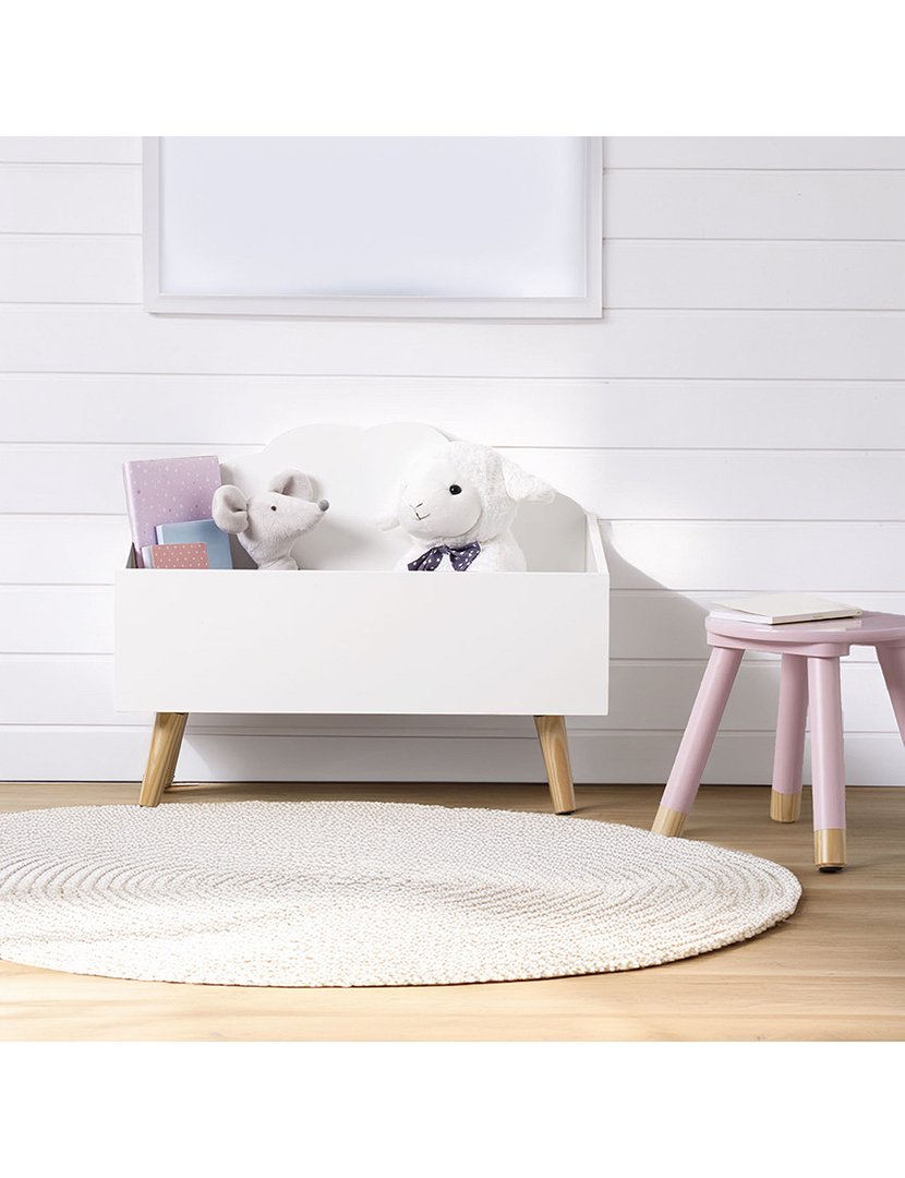 Baú de brinquedos infantil branco "nuvem" 58x28x45.5cm