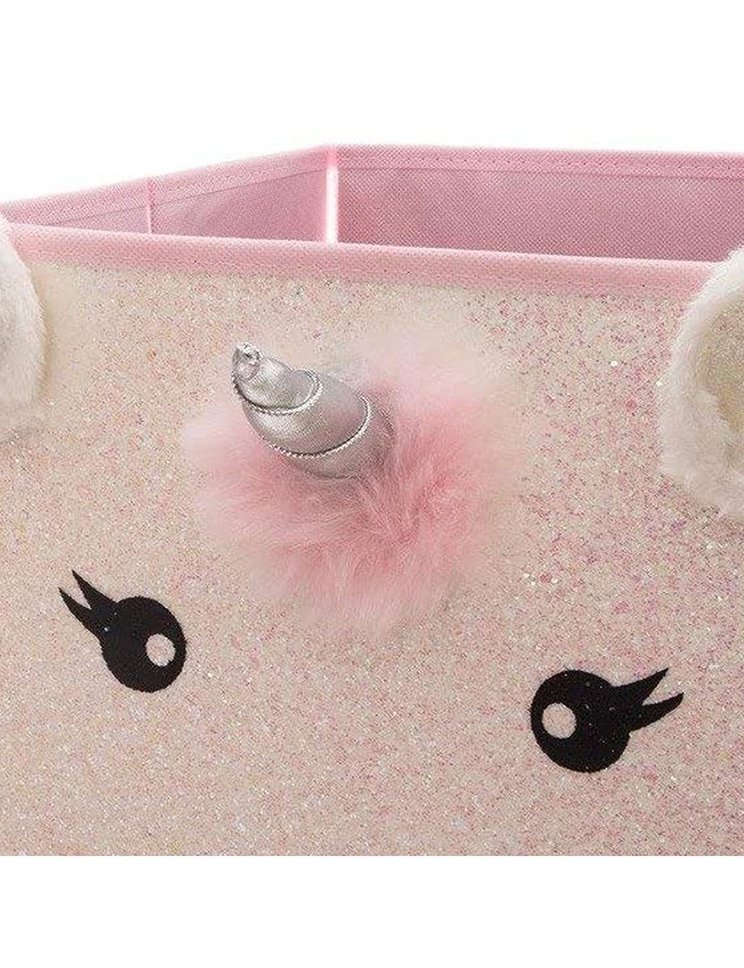 Caixa organizadora infantil 'unicórnio' rosa 29x39.5x29cm