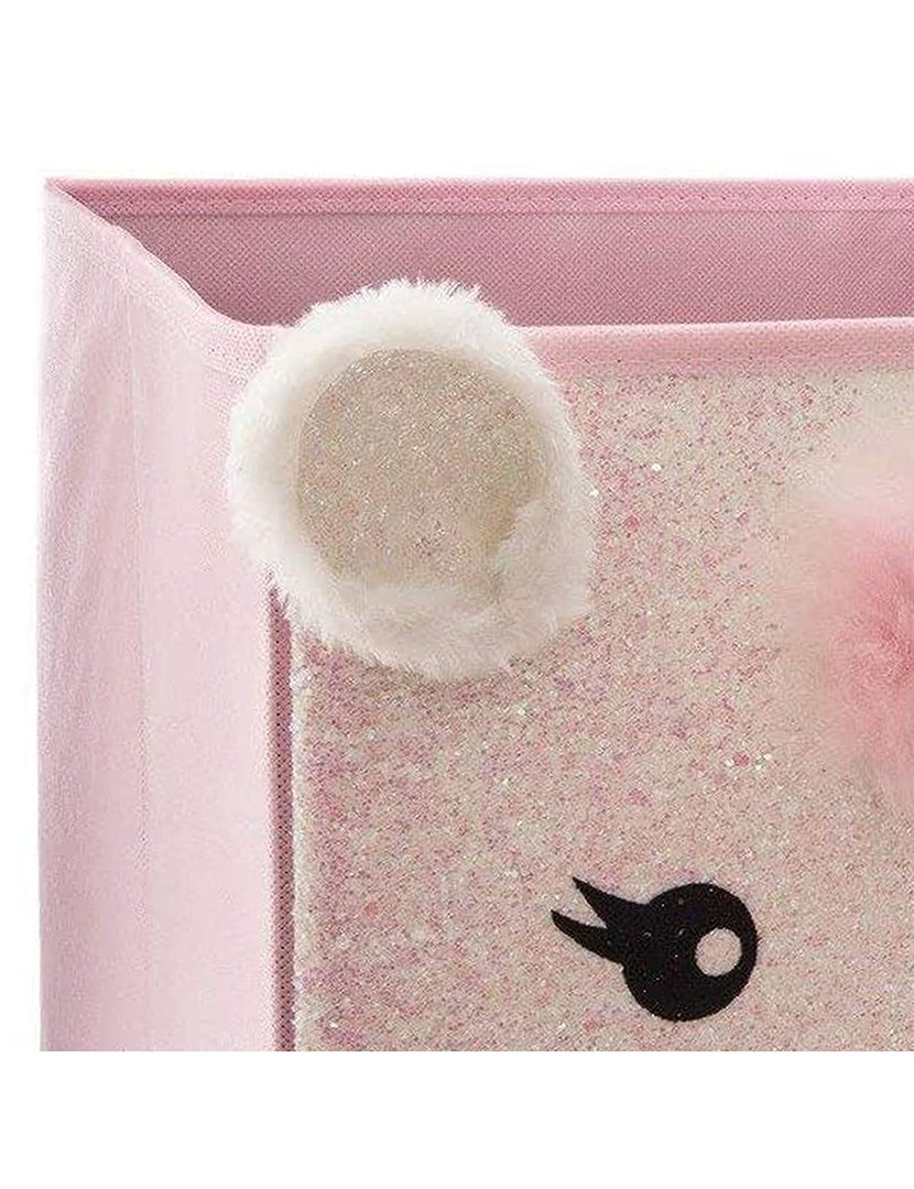 Caixa organizadora infantil 'unicórnio' rosa 29x39.5x29cm