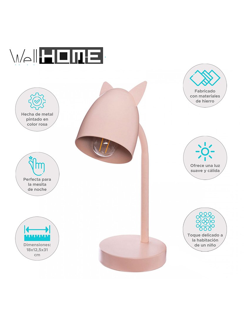 Candeeiro infantil "orelhas" metal rosa