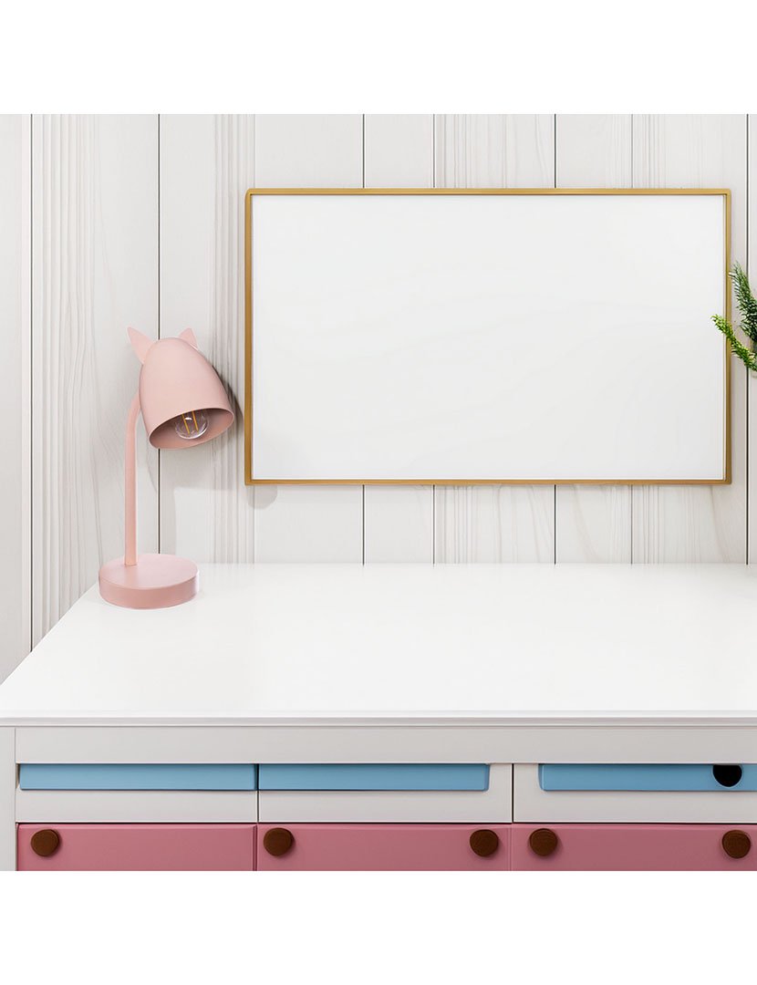 Candeeiro infantil "orelhas" metal rosa