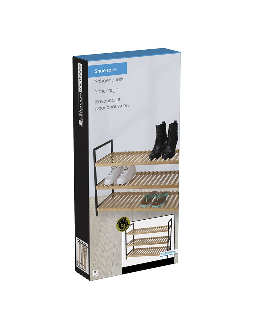 Sapateira bambu 3 prateleiras 70x30x48.5cm