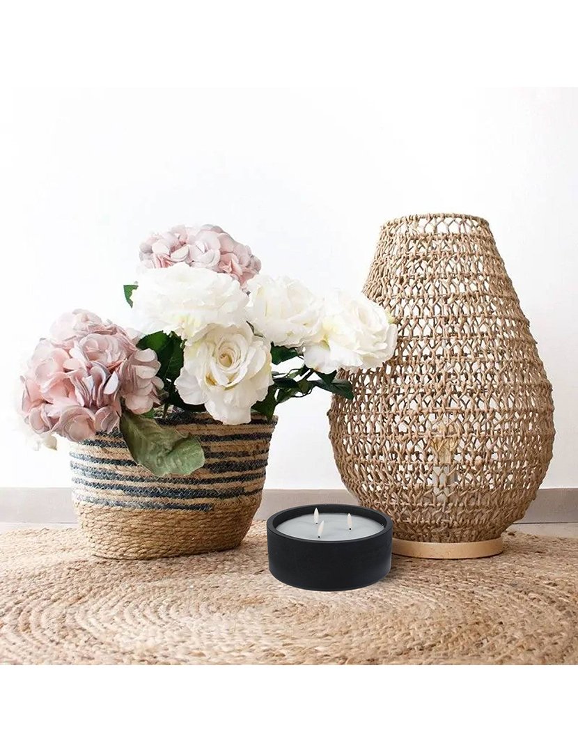 Vela redonda LED preta ø20x8cm