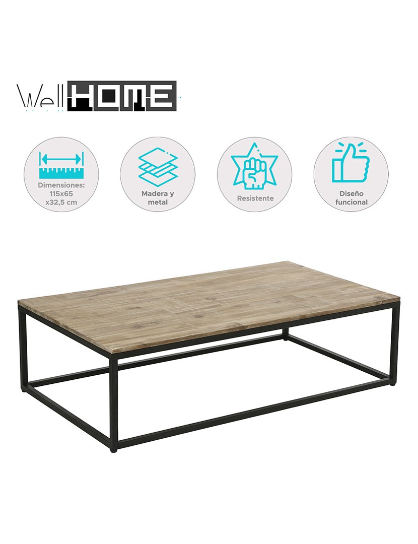 Mesa de centro castanha 115x65x32.5