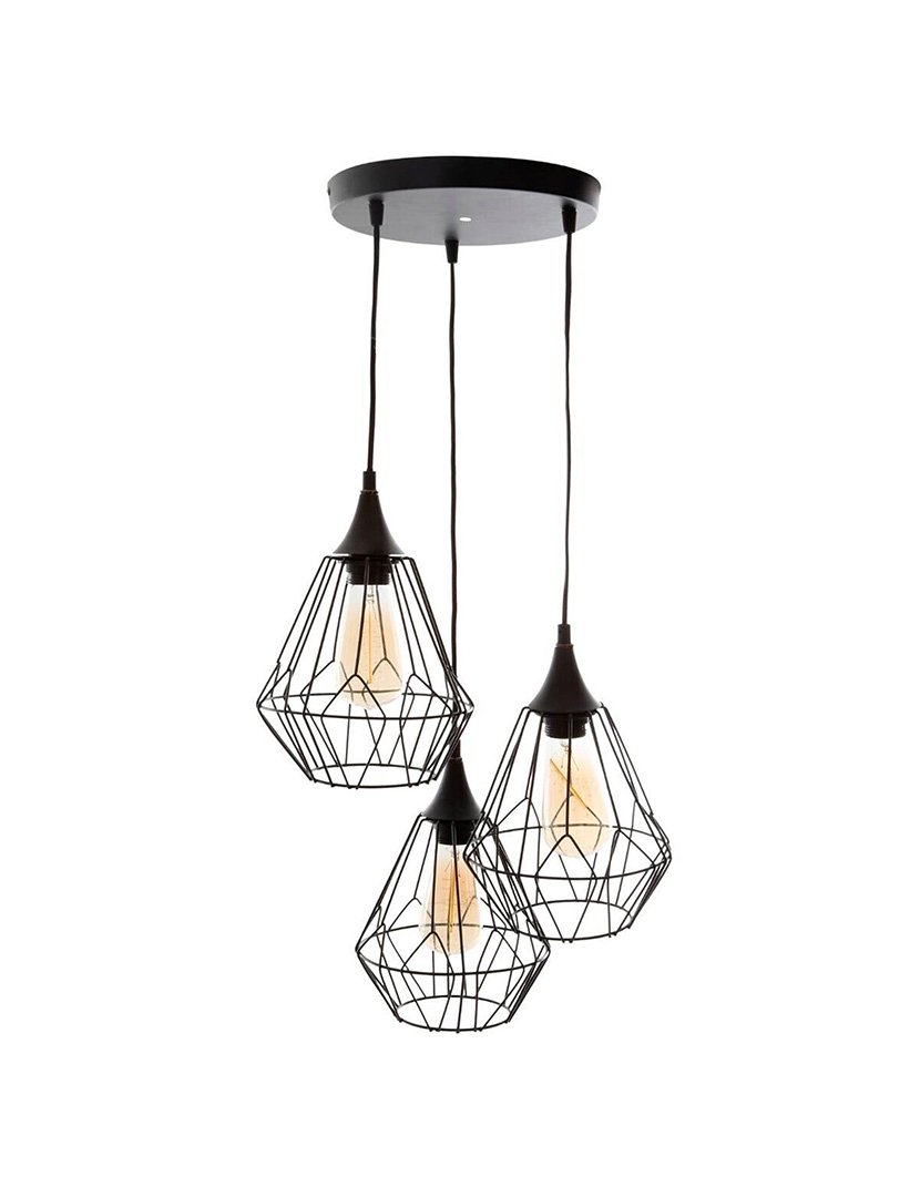 Candeeiro de teto de arame x3