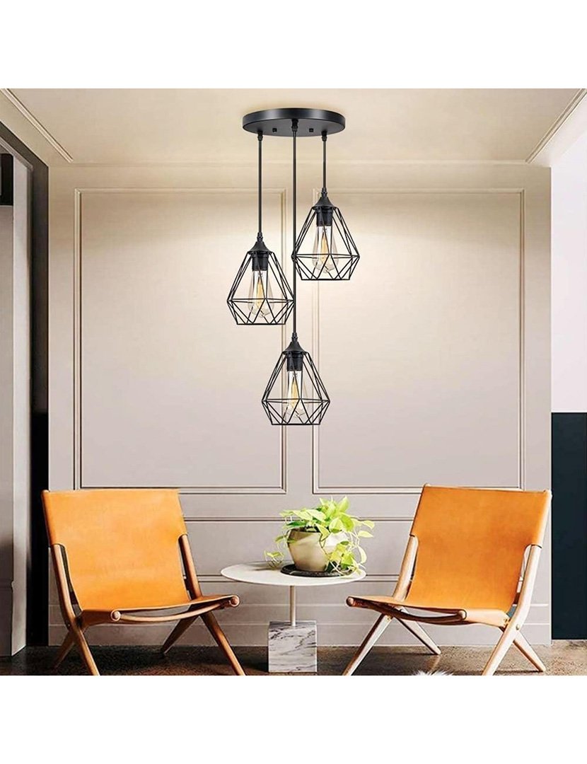 Candeeiro de teto de arame x3