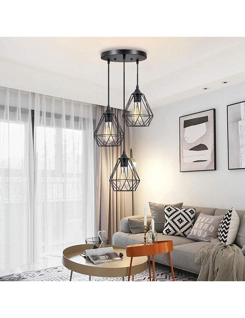 Candeeiro de teto de arame x3