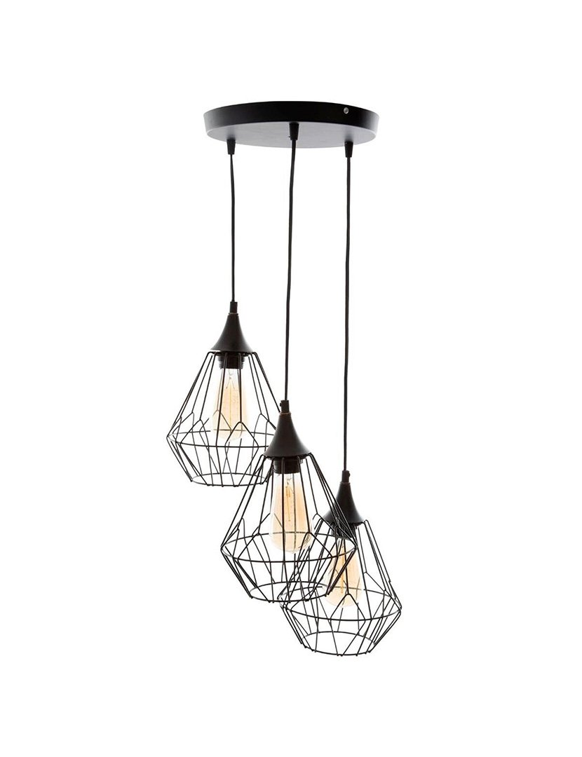 Candeeiro de teto de arame x3