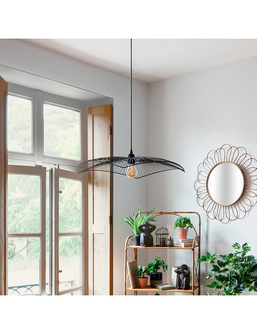 Candeeiro de teto de arame preto