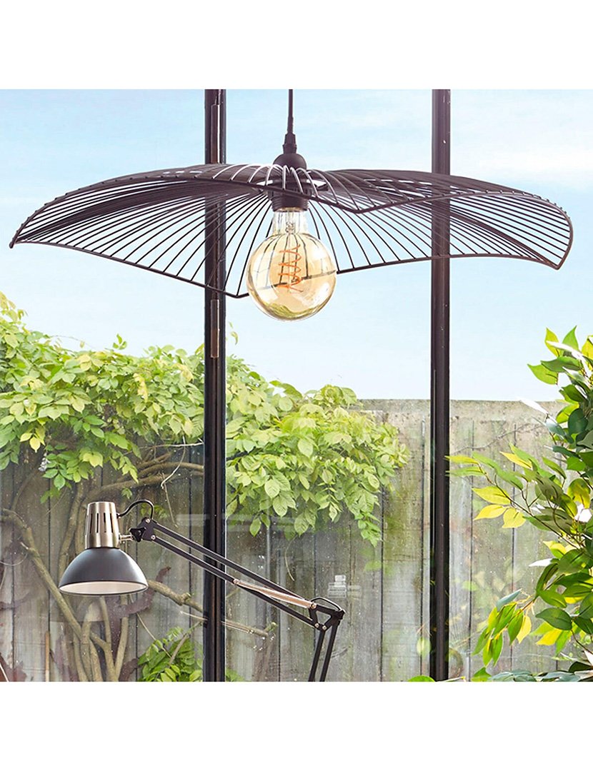 Candeeiro de teto de arame preto