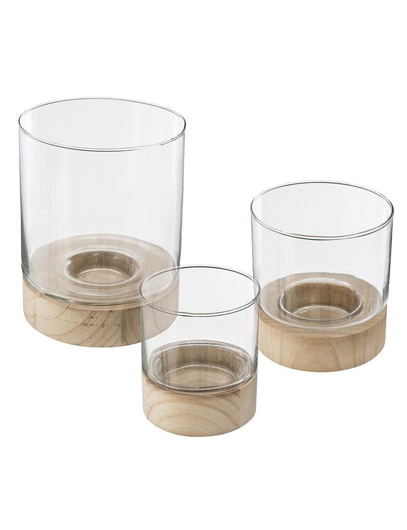 Conjunto de 3 castiçais de vidro