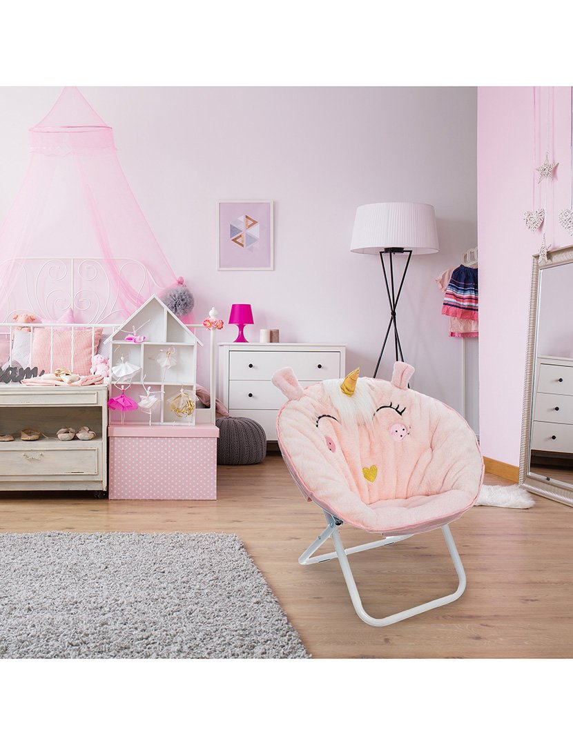 Poltrona dobrável unicórnio rosa