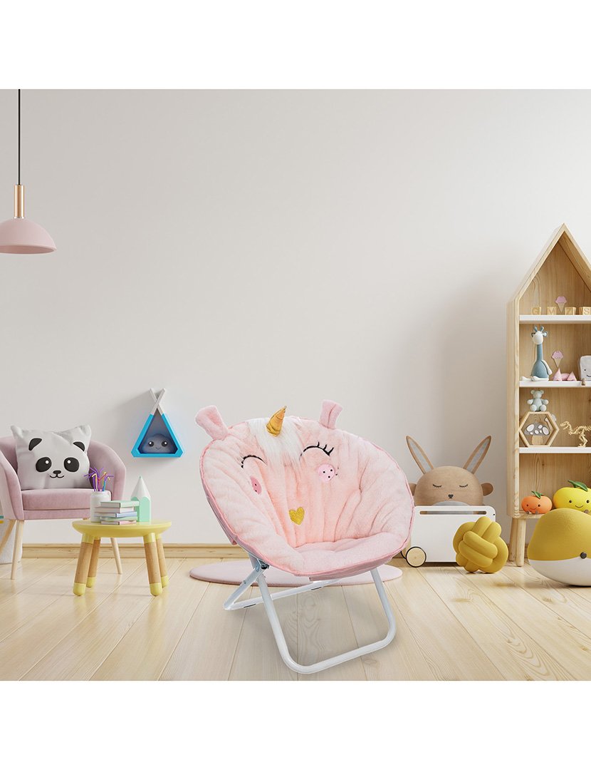 Poltrona dobrável unicórnio rosa
