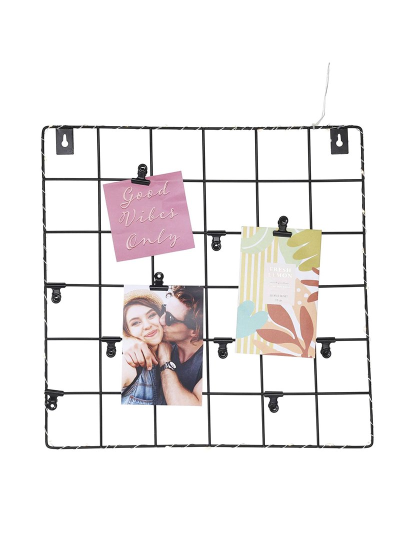 Wall shelf for photos with LED 36x36x2cm