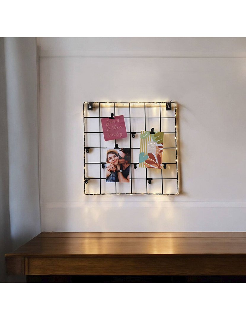 Prateleira de parede para fotos com LED 36x36x2cm