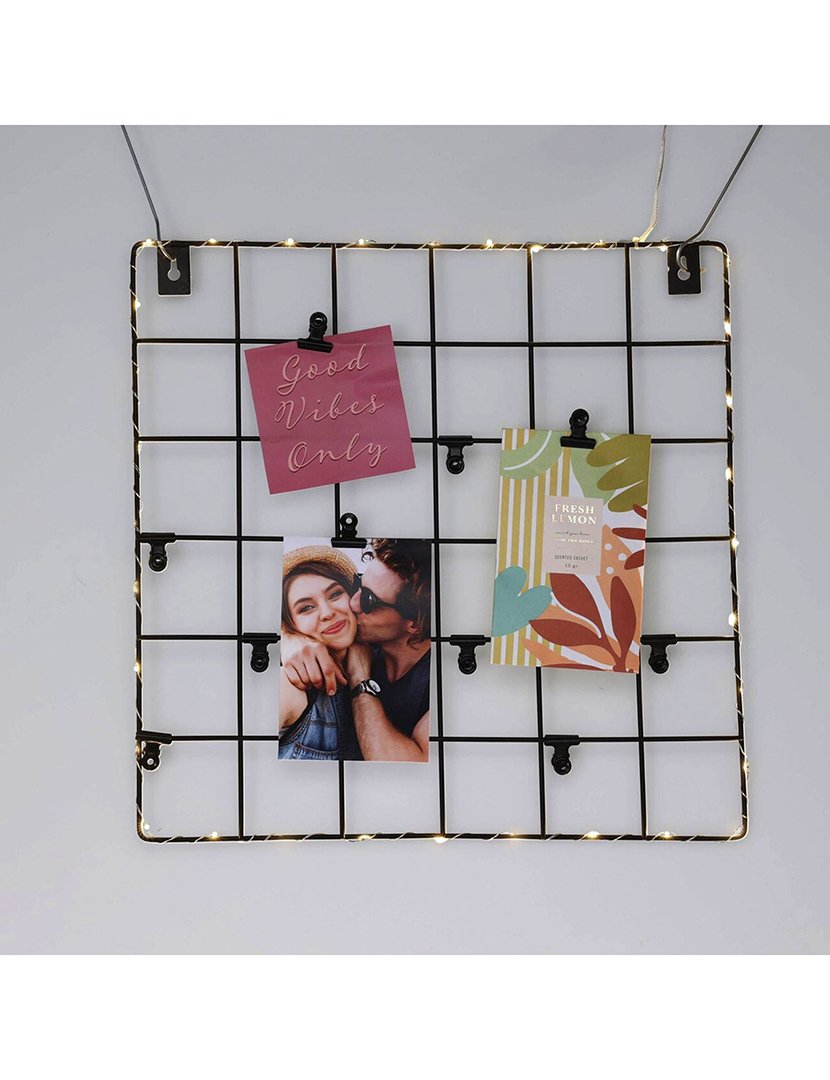 Prateleira de parede para fotos com LED 36x36x2cm