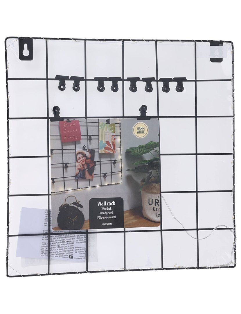 Prateleira de parede para fotos com LED 36x36x2cm