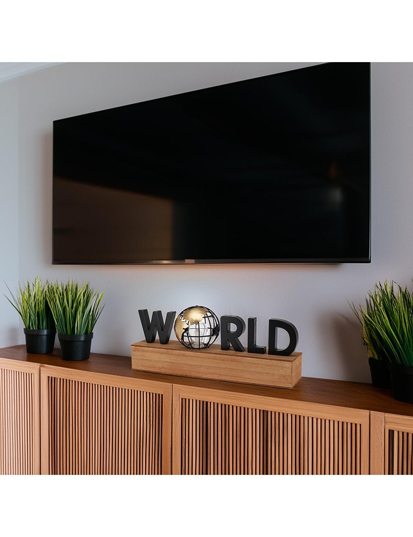 Lâmpada com texto LED "World" 38x8x15cm