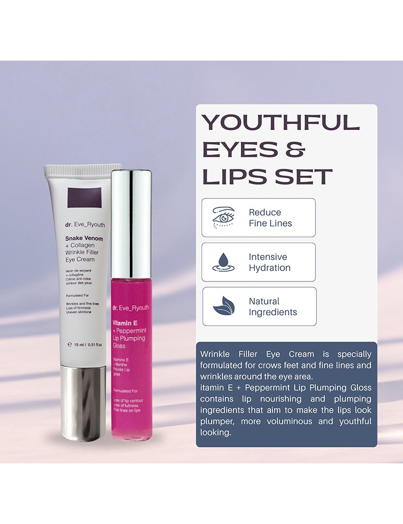 Creme para Olhos com Veneno de Cobra + Colágeno para Preenchimento de Rugas 15 + Vitamina E e Peppirment para Aumento Labial 8ml