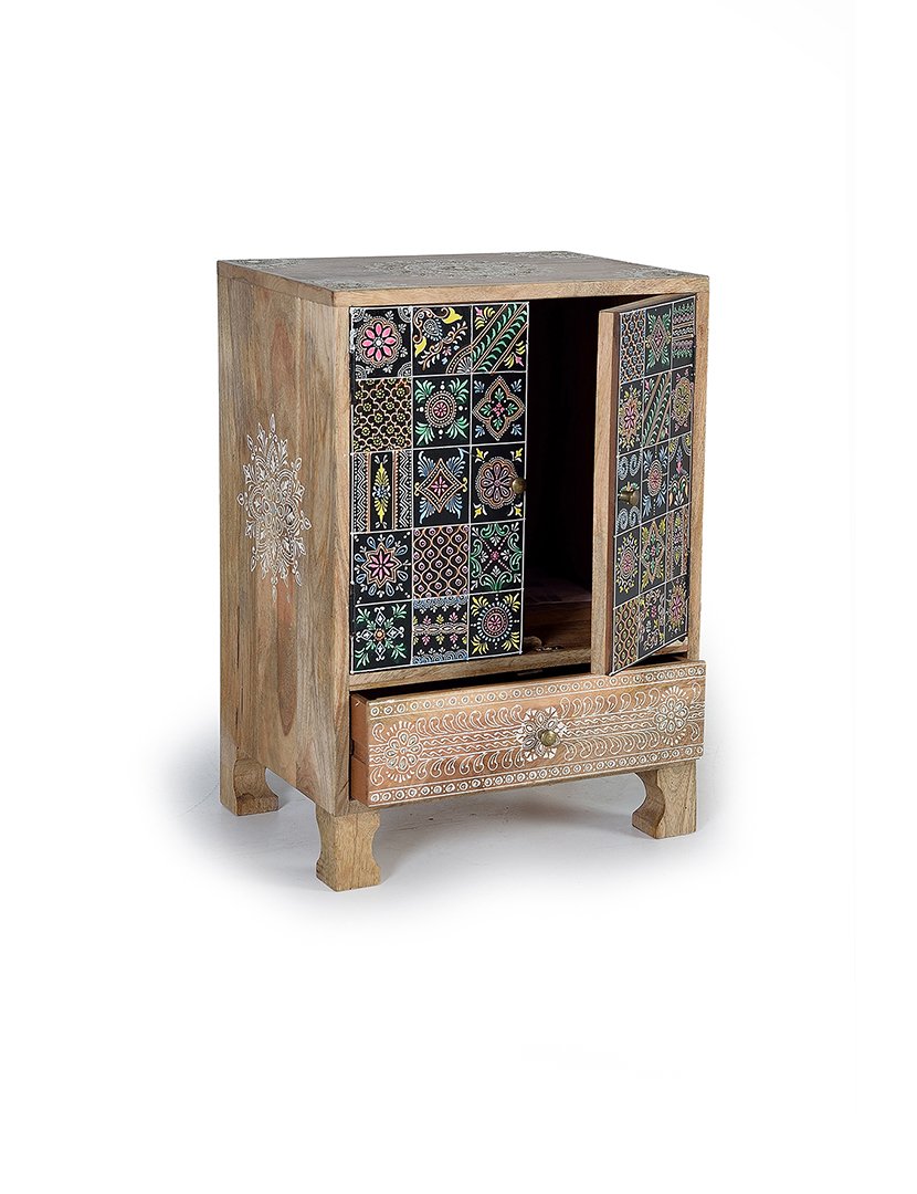 Mesa de Cabeceira 1373 Castanho e Multicolorido