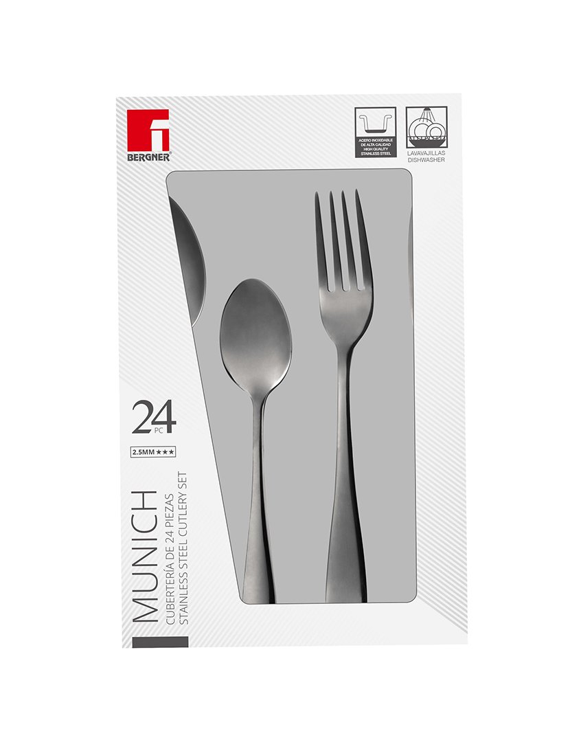 Conjunto de talheres 24 peças de aço inoxidável