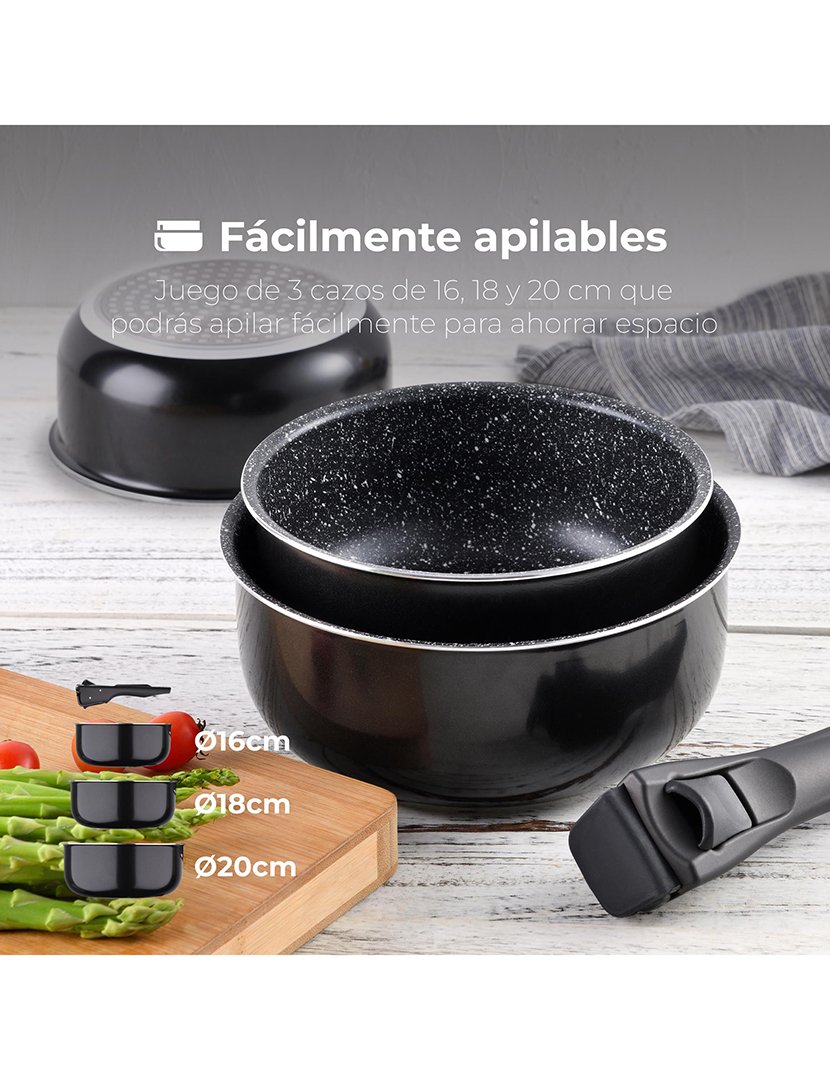 Conjunto 3 Caçarolas Click&Cook Preto