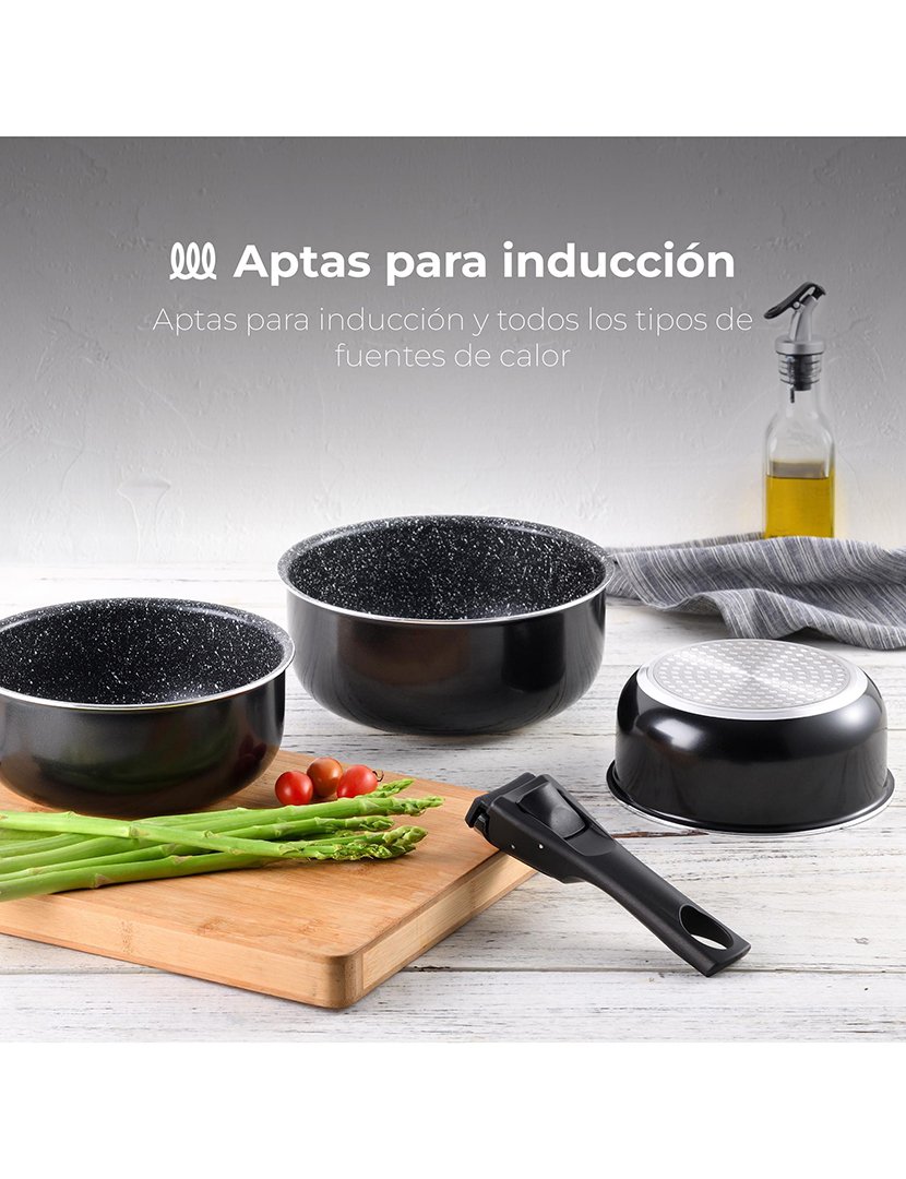 Conjunto 3 Caçarolas Click&Cook Preto