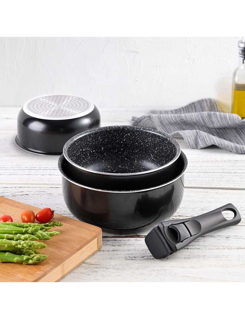 Conjunto 3 Caçarolas Click&Cook Preto