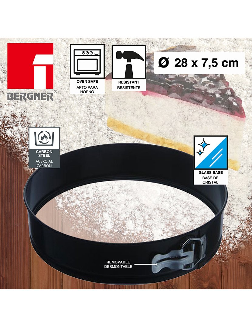 Forma redonda para bolo ø28x7,5cm feita de aço carbono