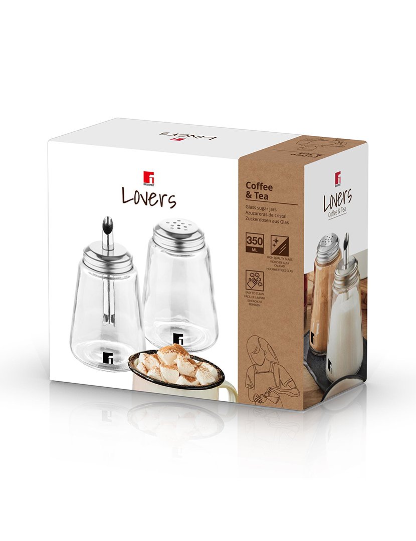 Conjunto de 2 açucareiros de vidro, 350ml