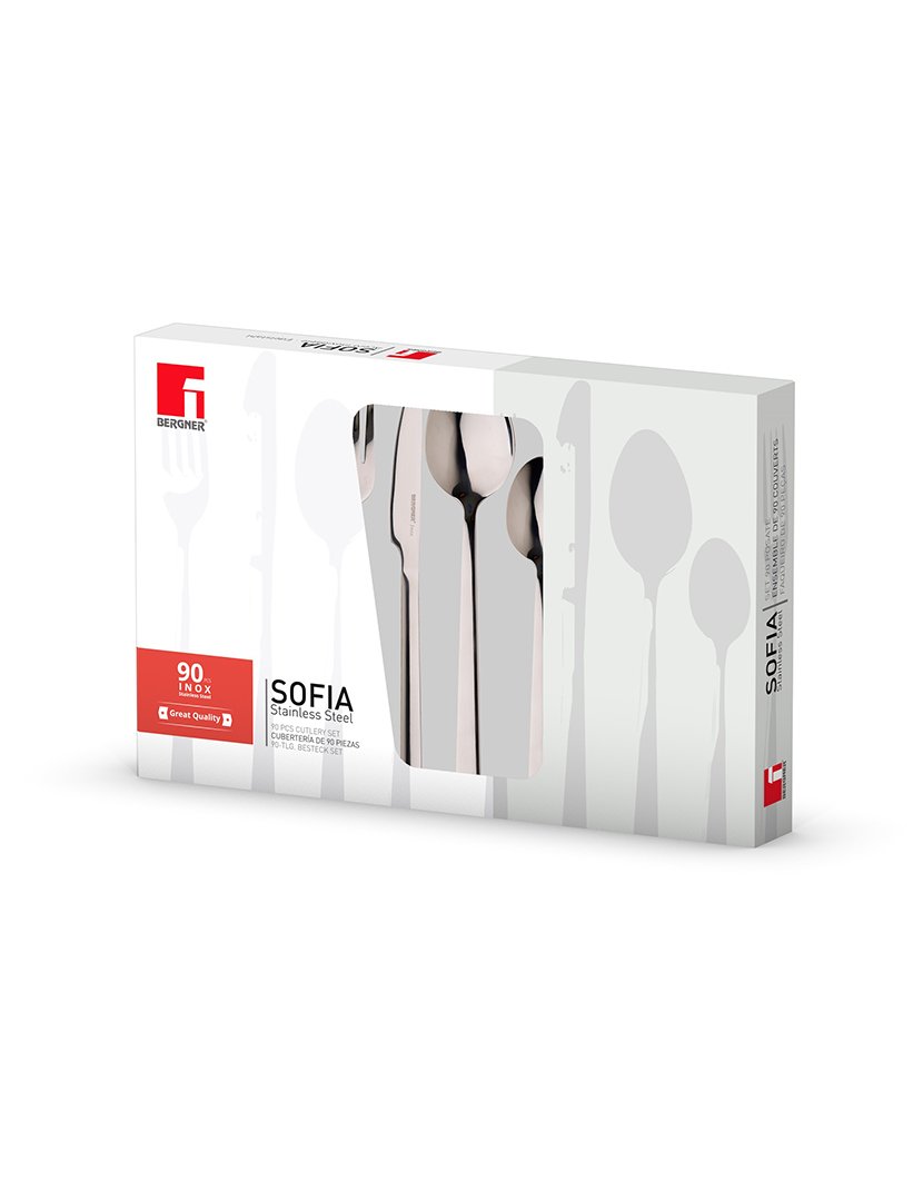 Conjunto de talheres Sofia Bergner de 60 peças em aço inoxidável