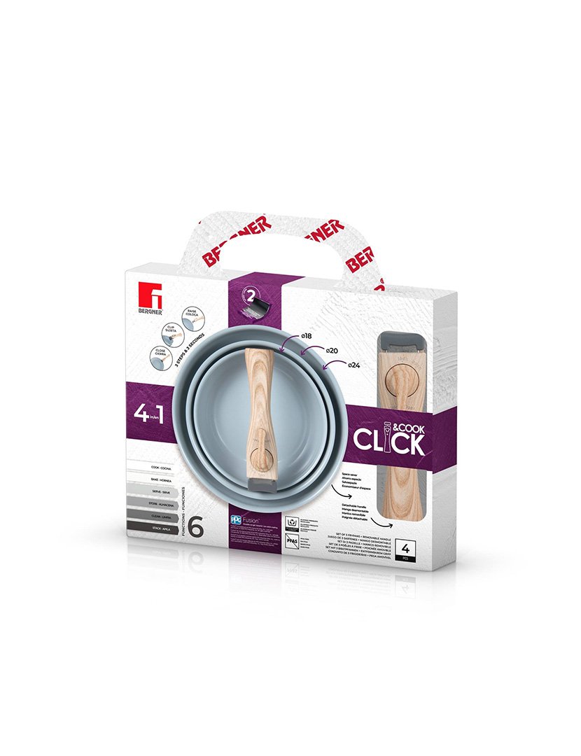 Conjunto 3 Frigideiras Click&Cook verde