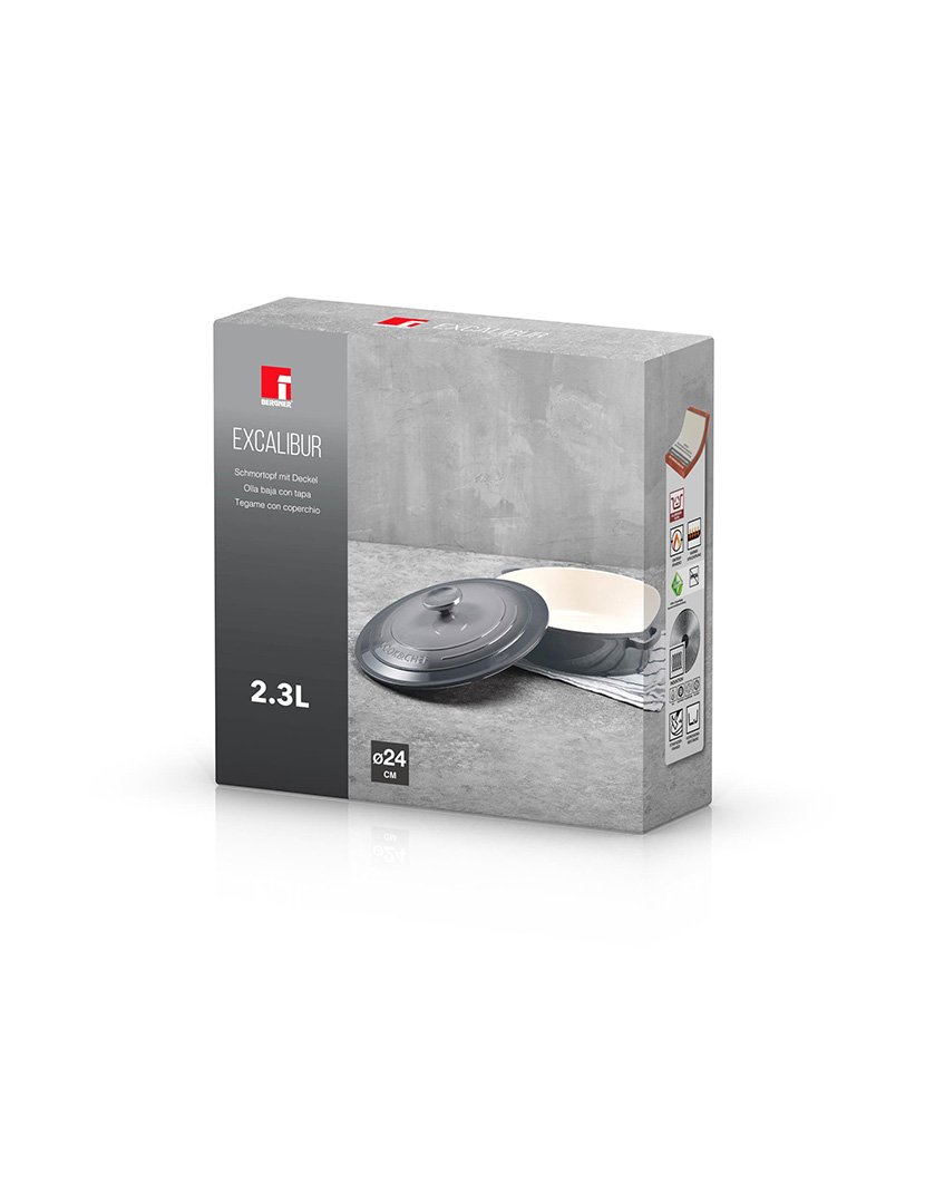 Caçarola Baixa Excalibur Cinzento 24 cm