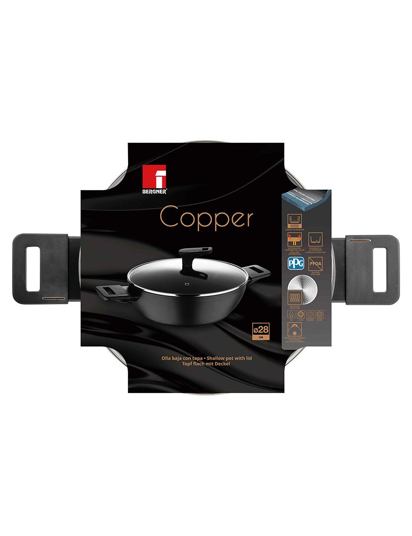 Caçarola Baixa Copper Preto 28 cm