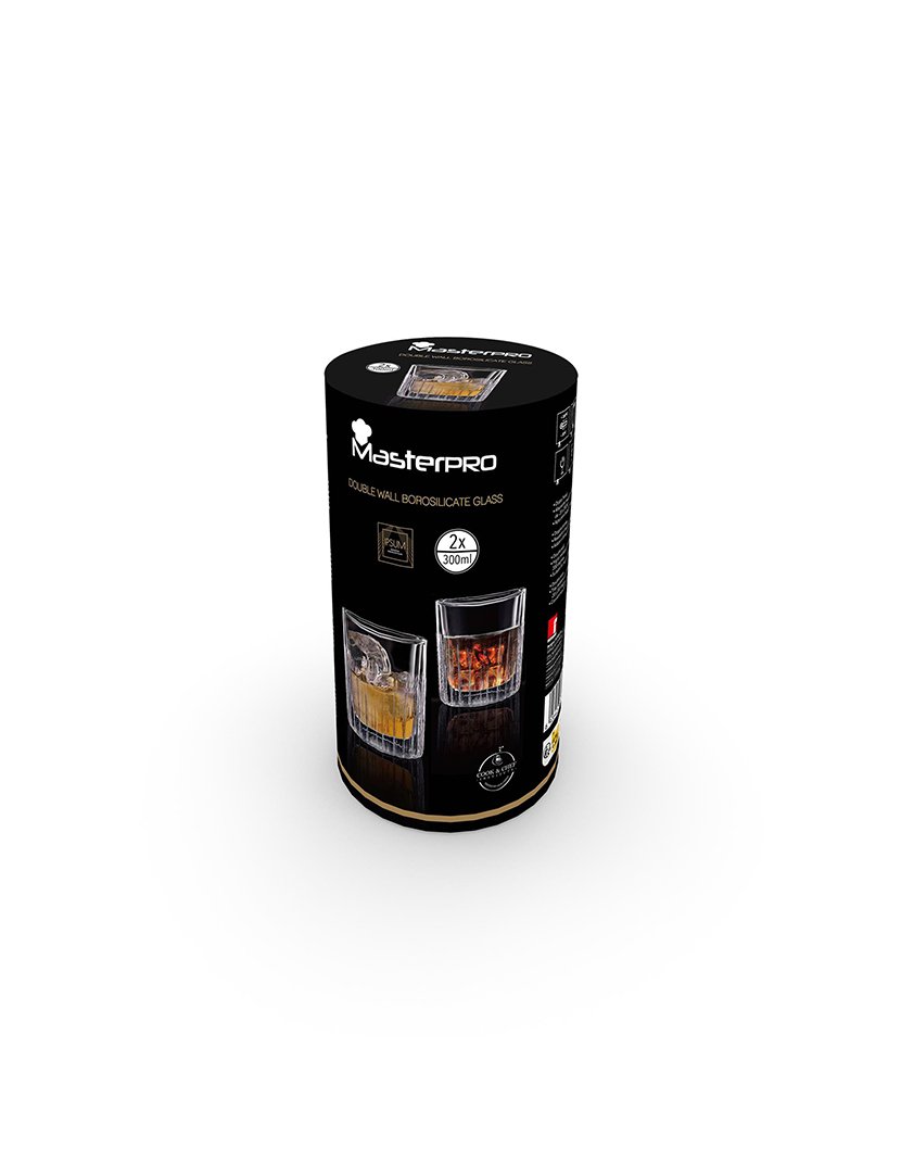 Conjunto de 2 copos de coquetel de 300ml em borosilicato de parede dupla da