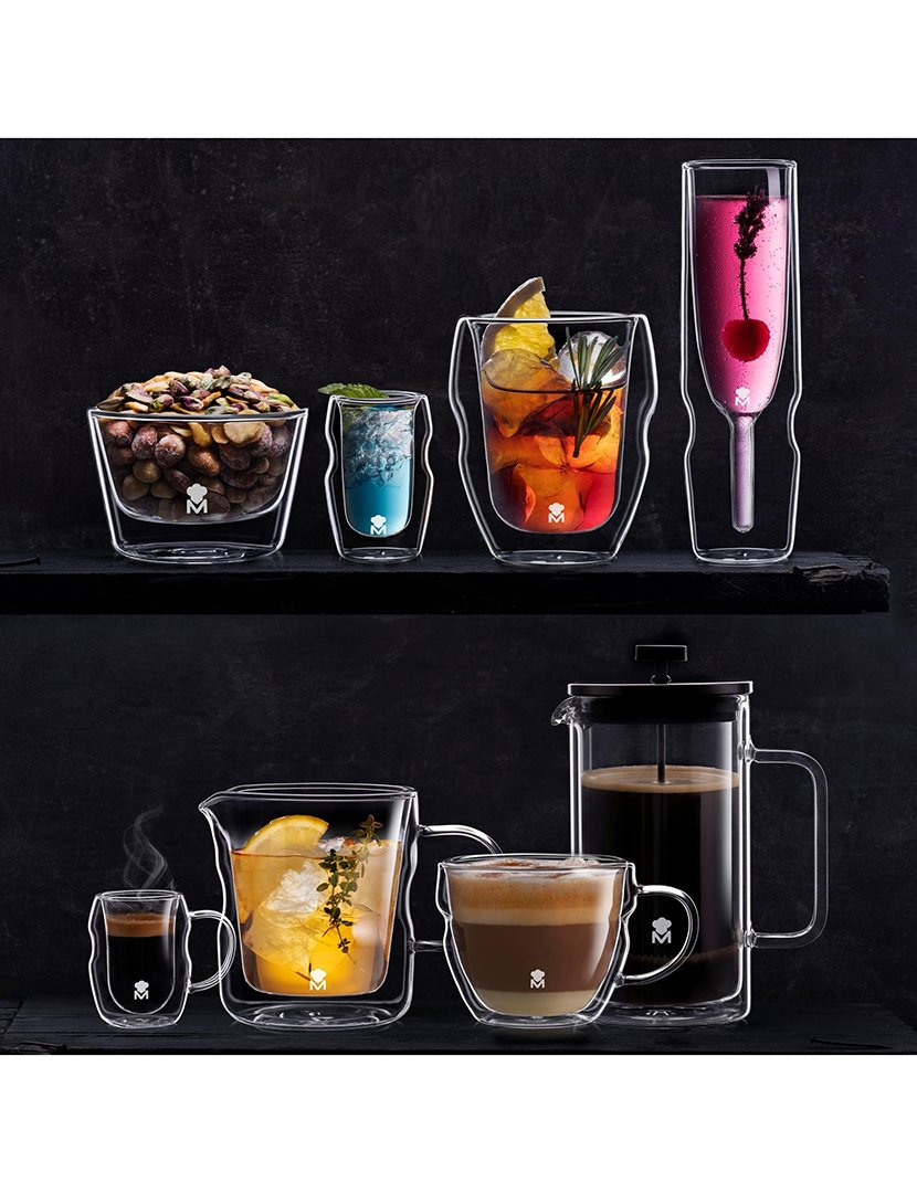 Conjunto de 2 copos de coquetel de 300ml em borosilicato de parede dupla da