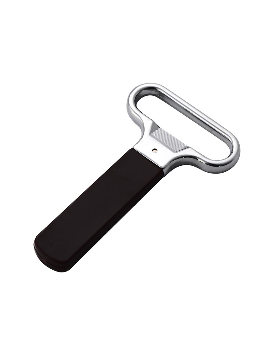 Saca-rolhas em ABS preto.