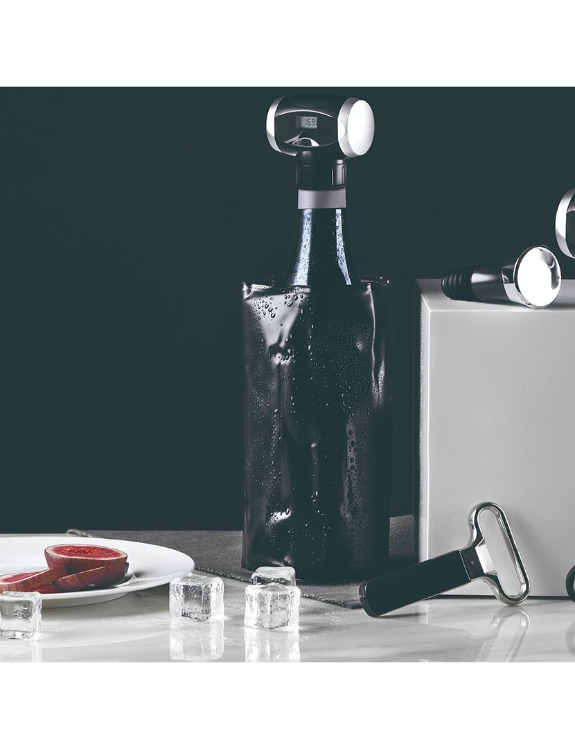 Saca-rolhas em ABS preto.