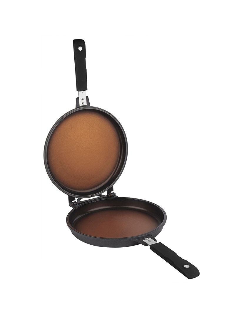 Grelha dupla redonda de alumínio fundido de 26 cm de origem indiana