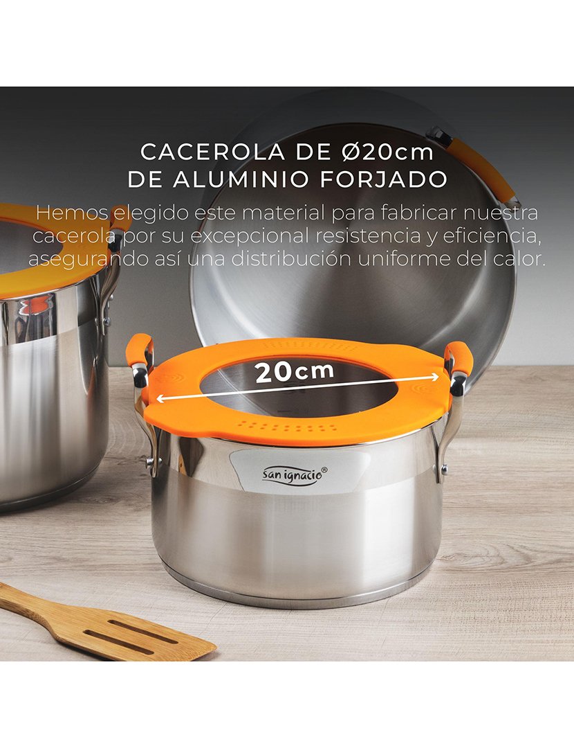 Panela compacta ø20cm 3,5l em aço inoxidável para indução com tampa