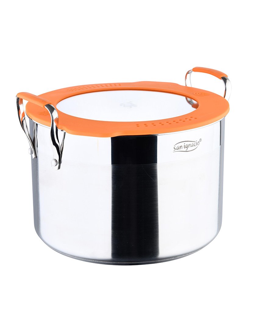 Panela compacta ø24cm 7l em aço inoxidável para indução com tampa