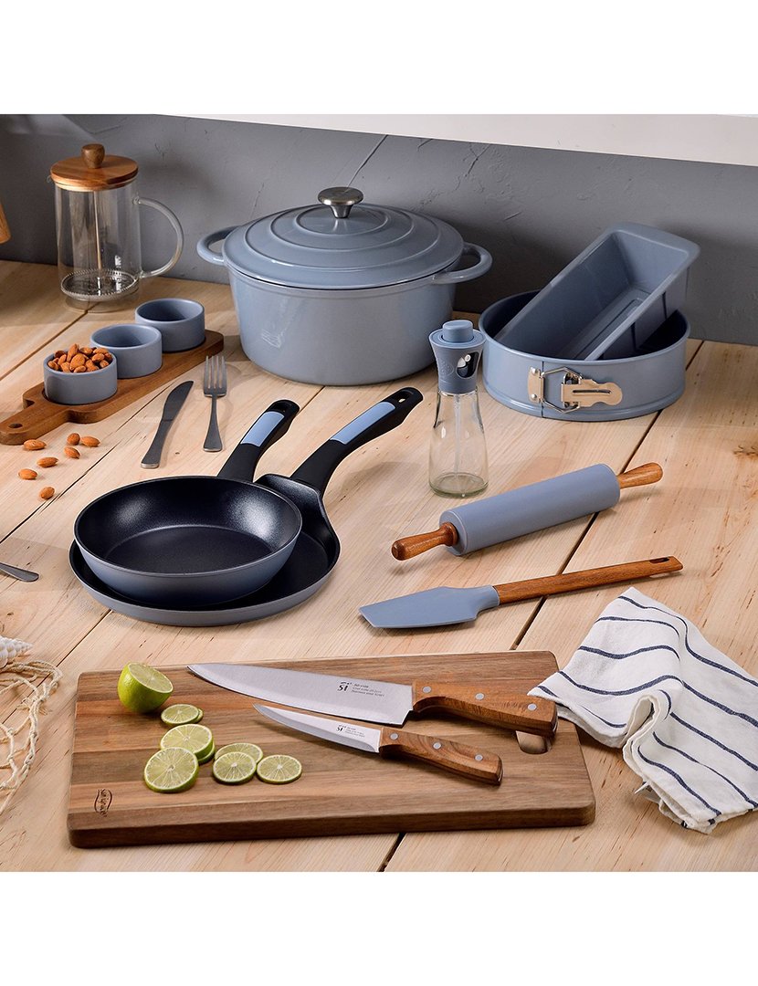 Conjunto de 5 utensílios de cozinha em silicone e madeira de acácia, Noia 