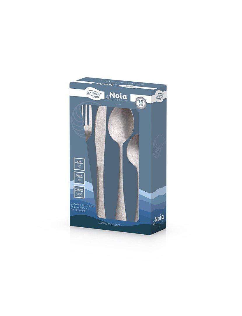 Conjunto de talheres Noia de 16 peças em aço inoxidável