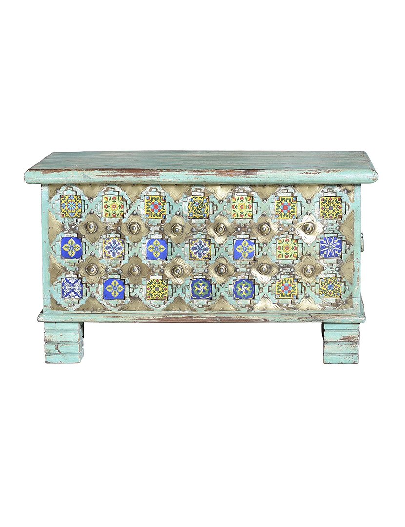 Baú 6533 Verde e Detalhes Multicoloridos
