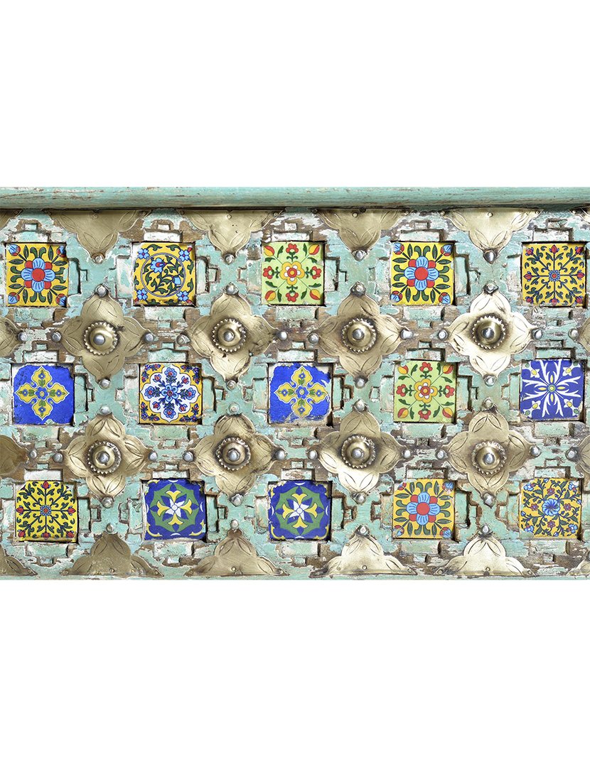 Baú 6533 Verde e Detalhes Multicoloridos