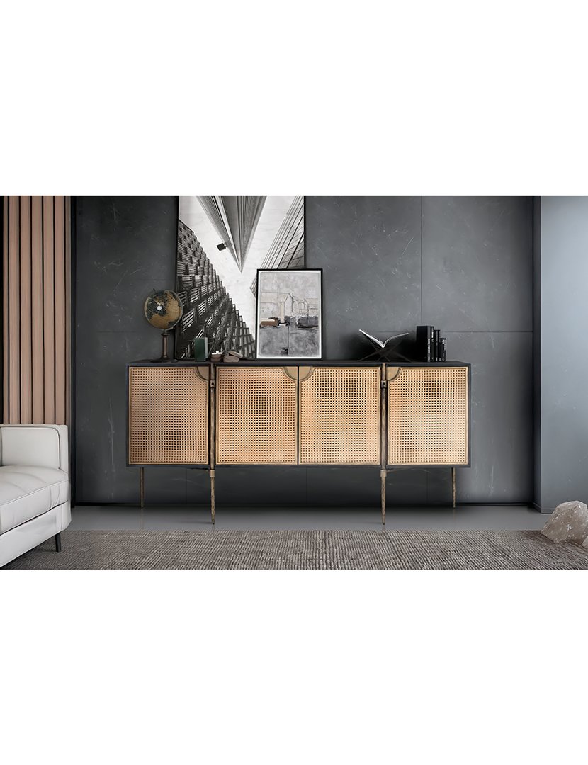 Aparador Vajillero 2217 Preto e Bronze